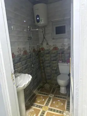 a small bathroom with a toilet and a sink at أسوان in Aswan