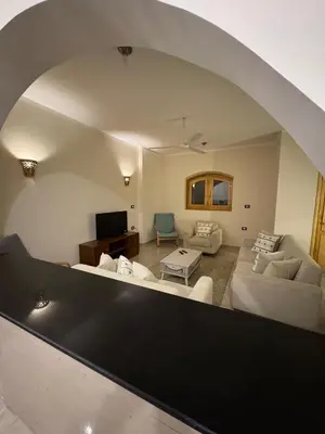 a living room with two couches and a living room with at Pharaohs Apartments - Panoramic Fourth Floor Apartment in Luxor