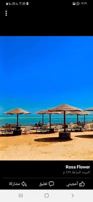 a group of chairs and umbrellas on a beach at الغردقه in Hurghada