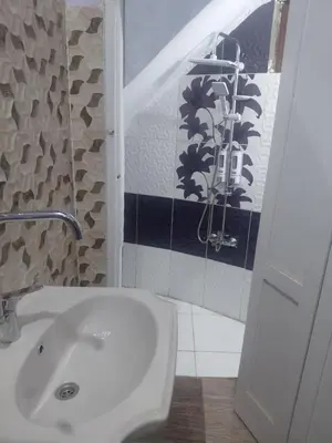 a bathroom with a white sink and a shower at moon guest house in Jazīrat Aswān