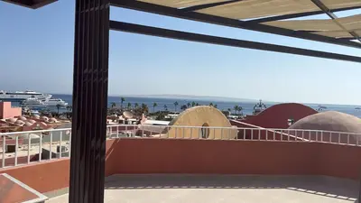 a view of the ocean from the roof of a building at Private Rooftop Two Bedroom SeaView Panorama in Hurghada