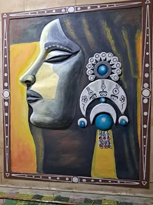a painting of a woman with a tiara on a wall at Labib Guest house in Aswan
