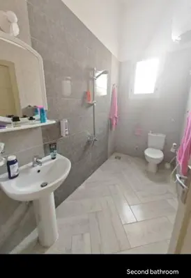 a bathroom with a sink and a shower and a toilet at Villa malaika with Private swimming pool in Luxor