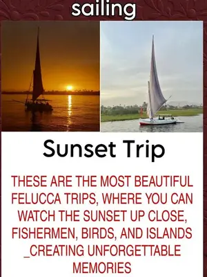 two pictures of a sail boat on the water at Felucca Ride