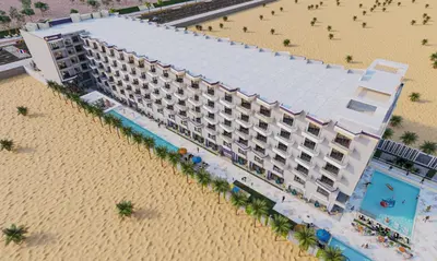 an overhead view of a hotel on the beach at فلورينزا in Hurghada