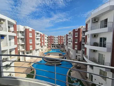 a view of an apartment complex from a balcony at Aqua palms resort 2 bed flat C409 in Hurghada