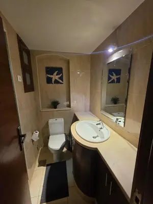 a small bathroom with a sink and a toilet at Blue haven el gouna in Hurghada