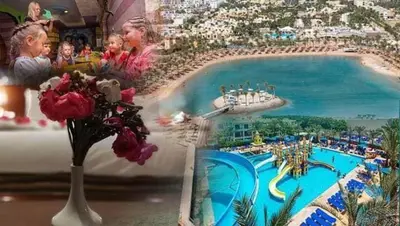 a painting of a resort with a swimming pool at Mirage Bay Resort Hurghada C-781 in Hurghada