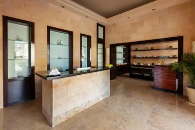a tasting room with a counter in a building at JAZ Makadi Star & Spa in Hurghada