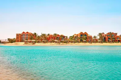 a view of a resort from the water at Sheraton Miramar Resort El Gouna in Hurghada