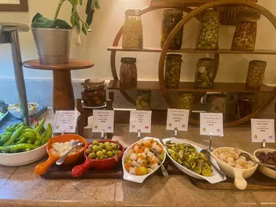 a display of different types of fruits and vegetables at Steigenberger Resort Achti in Luxor