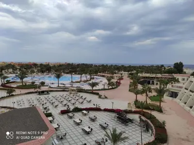 an aerial view of a pool at a resort at Pharaoh Azur Resort in Hurghada