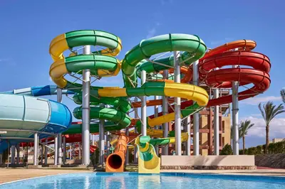 a water slide at a water park at JAZ Neo Dar El Madina in Coraya Bay