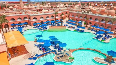 a resort with a pool and a water park at Pickalbatros Alf Leila Wa Leila Resort - Neverland Hurghada in Hurghada