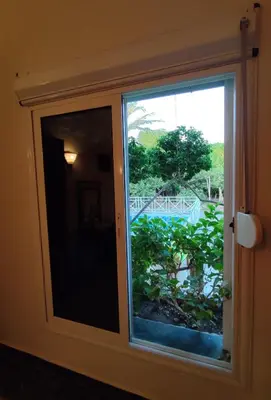 a window in a room with a view of a bridge at Villa Rayan in Hurghada