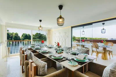 a dining room with a long table and chairs at Tamr Nile Cruise - 04 Nights Every Monday from Luxor - 03 Nights Every Friday from Aswan in Luxor