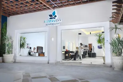 a lobby of an office with people in the window at Iberotel Casa Del Mar Resort in Hurghada