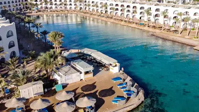 an aerial view of a resort with a body of water at Bel Air Azur Resort (Adults Only) in Hurghada