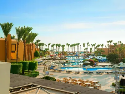 a view of the pool at the resort at Stella Beach Resort & Spa, Makadi Bay in Hurghada