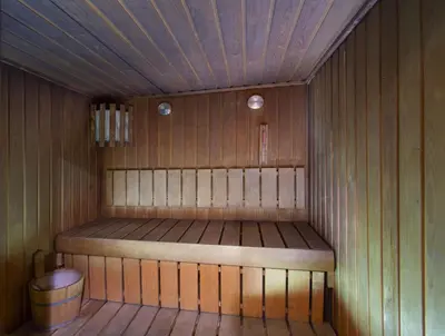 a small sauna with a bucket in the middle at Sonesta St George Nile Cruise - Aswan to Luxor 3 Nights from Friday to Monday in Aswan