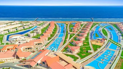 an aerial view of a resort near the ocean at Pickalbatros Sea World Resort - Marsa Alam- 