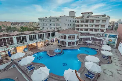 an overhead view of a pool at a hotel at MinaMark Beach Resort for Families and Couples Only in Hurghada
