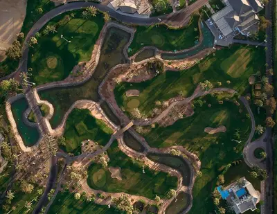 an overhead view of a park with a dirt road at Steigenberger Pure Lifestyle (Adults Only) in Hurghada