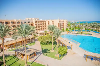 an overhead view of the pool at the resort at Continental Hotel Hurghada in Hurghada