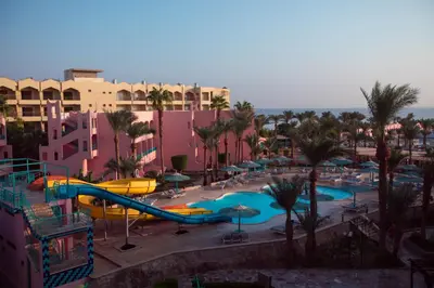 a view of a water park with a water slide at Le Pacha Resort in Hurghada