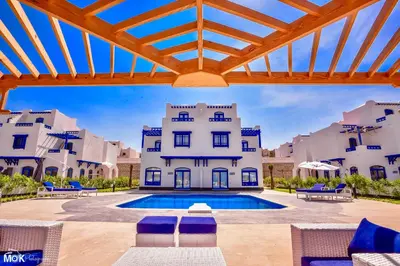 a view of the courtyard of a villa with a swimming pool at Luxury Villa with pool in Hurghada in Hurghada