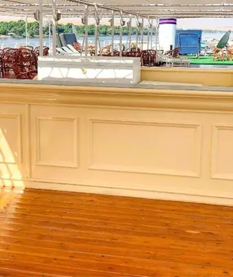 a counter top with a boat in the water at King Tut I Nile Cruise - Every Monday 4 Nights from Luxor - Every Friday 7 Nights from Aswan in Luxor