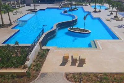 an overhead view of a large swimming pool at Aldau Heights in Hurghada