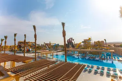 a resort with a pool and a water park at Stella Gardens Resort & Spa, Makadi Bay in Hurghada
