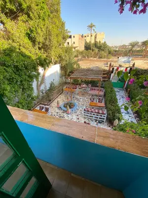 an overhead view of a garden with a fire pit at El Gezira Hotel in Luxor