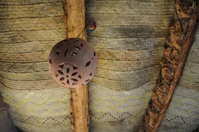 a brown button on top of a piece of cloth at Eco Nubia in Aswan
