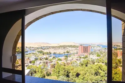 a view of the city from a window at Basma Executive Club in Aswan
