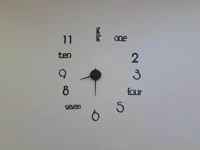 a clock with numbers on it on a wall at Sweet Home- ممنوع للمصريين Open 24 Hour in Hurghada