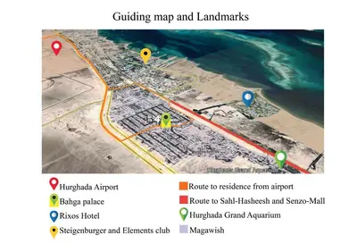 a screenshot of a map of the upgrade to the mainland at Bahga Palace 4 Residential Apartments in Hurghada
