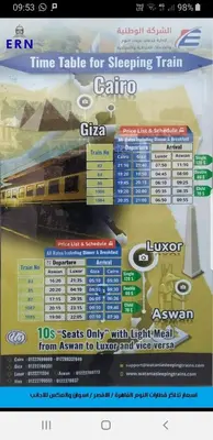 a poster of a train schedule on a website at Villa Diletta Luxor in Luxor
