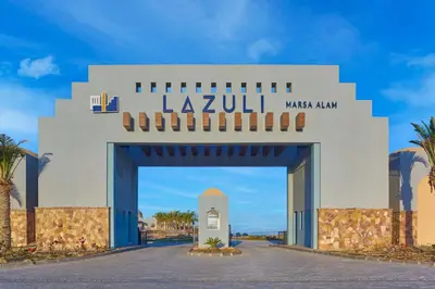 a gate to a building in the middle of a street at Lazuli Hotel, Marsa Alam in Quseir