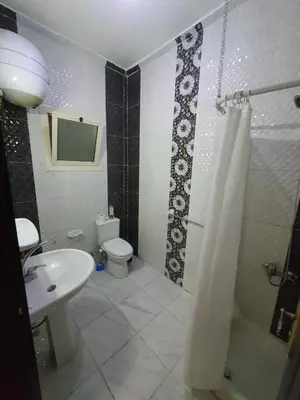 a bathroom with a sink and a toilet and a shower at Abeer Suites in Hurghada