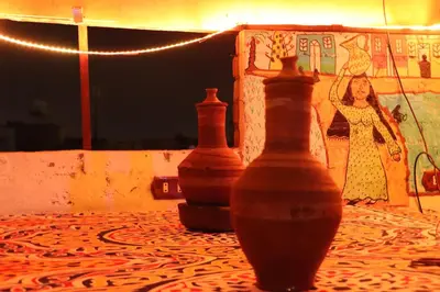 a group of three vases sitting on a table at SWEET HOSTEL LUXOR in Luxor