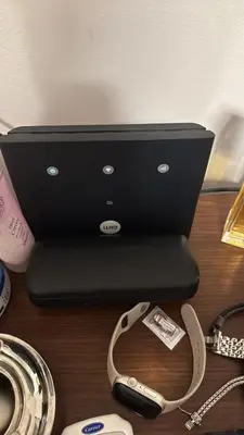 a close up of a laptop on a desk with a leash at Renovated Lovely Cozy Studio in G Cribs, Elgouna in Hurghada