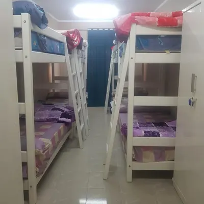 a group of bunk beds in a room at Sweet Home Hostel- ممنوع للمصريين open 24 hour in Hurghada