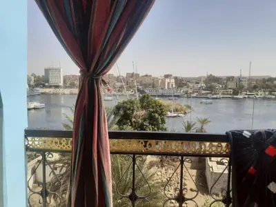 a view of a river from a balcony at Nubia castle in Aswan