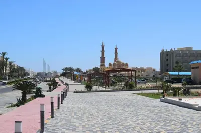 a cobblestone street in the middle of a city at Tiba Resort F22 Near to ElGouna in Hurghada