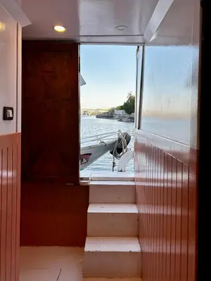 a view from the front door of a boat at Houseboat Hotel and Nile Cruises Zainoba in Aswan