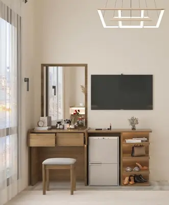a bathroom with a vanity with a mirror and a tv at Villa for you on your own in Makadi Heights, Hurghada, Read Sea, Egypt in Hurghada