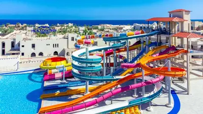 a water park with a colorful water slide at Pickalbatros Sands Port Ghalib in Port Ghalib