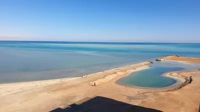 an aerial view of the beach and the ocean at Casablanca resort in Hurghada